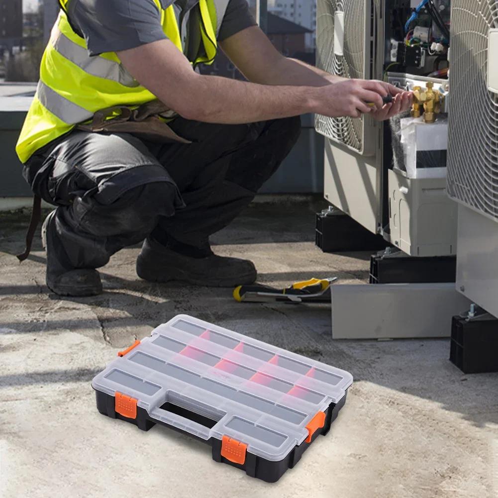 2 Side Tools Box Organizer Plastic Small Parts Storage Case Portable Tool Box Toolbox Container for Screws Nuts Nails Bolts