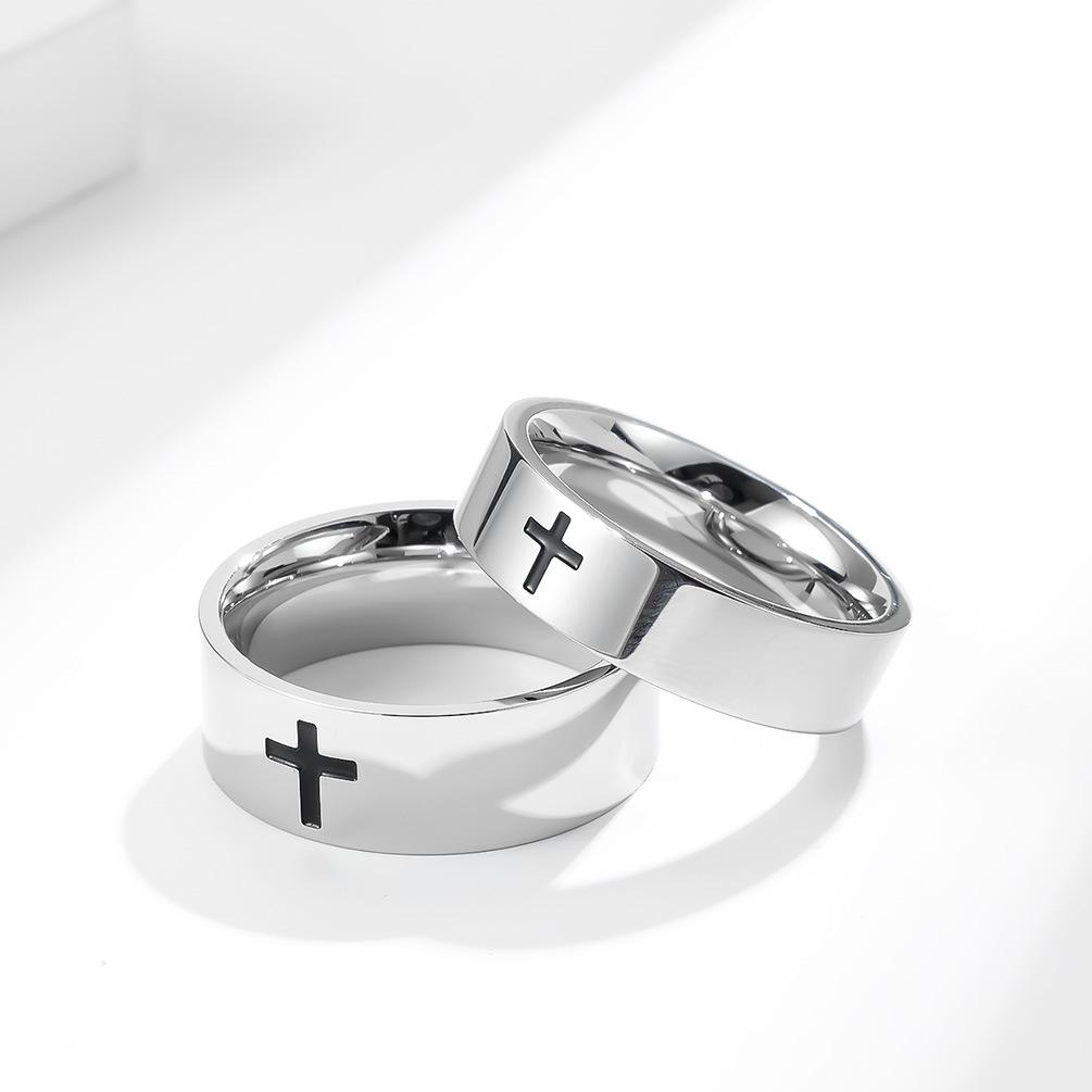 2026 Jewelry Simple Cross Ring, Black Cross Couple Ring