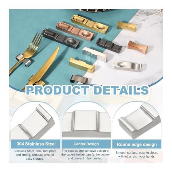 uxcell 2pcs Chopstick Rests 304 Stainless Steel Chopstick Holder 2.6"x0.7"x0.51" for Fork Teaspoon Kitchen Tool Tableware Silver Tone