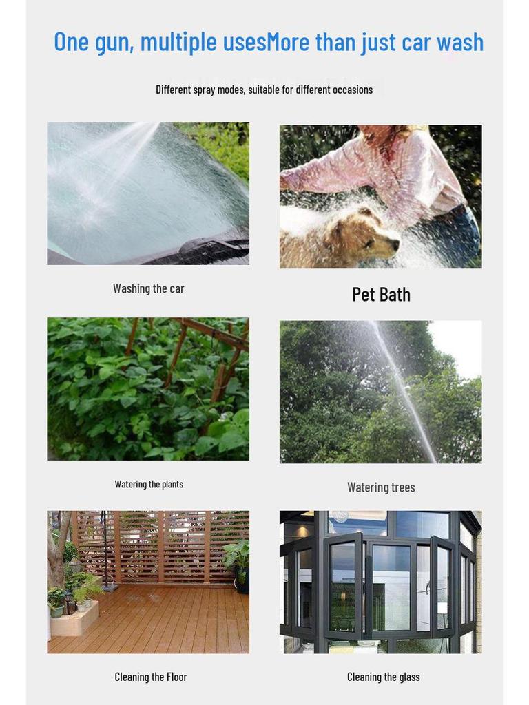 Portable High-Pressure Car Wash Nozzle Gun for Cleaning