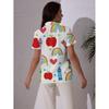 Women's Casual Short Sleeve Shirt Apple Rainbow Heart Colored Crayon Polka Dot Patterns Trendy Button Up Machine Washable Top