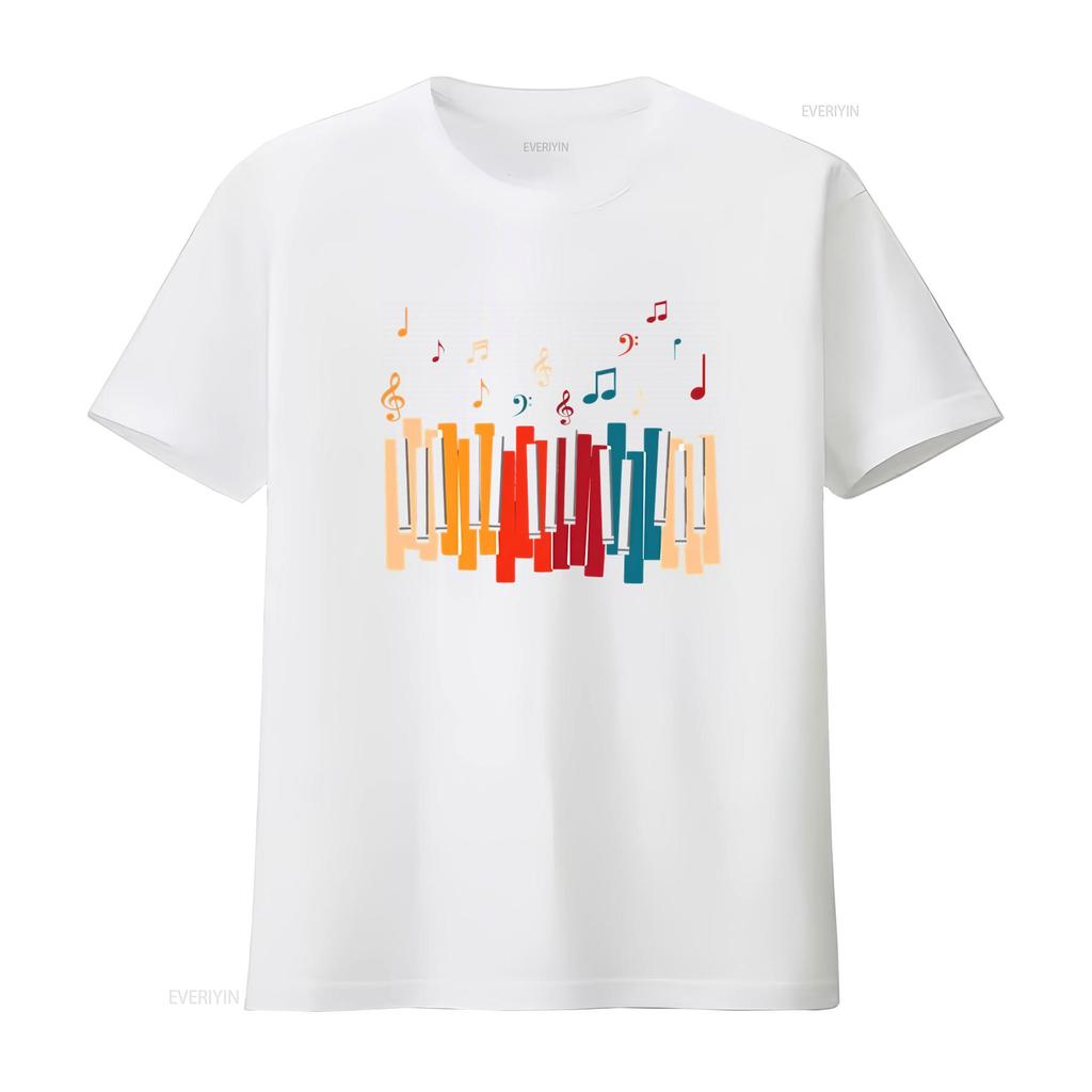 UNISEX Kids Adult MEN WOMEN Piano Music Rock Band Melody Song Musical Print T Shirt vintage Washed Stretched Casual fashion
