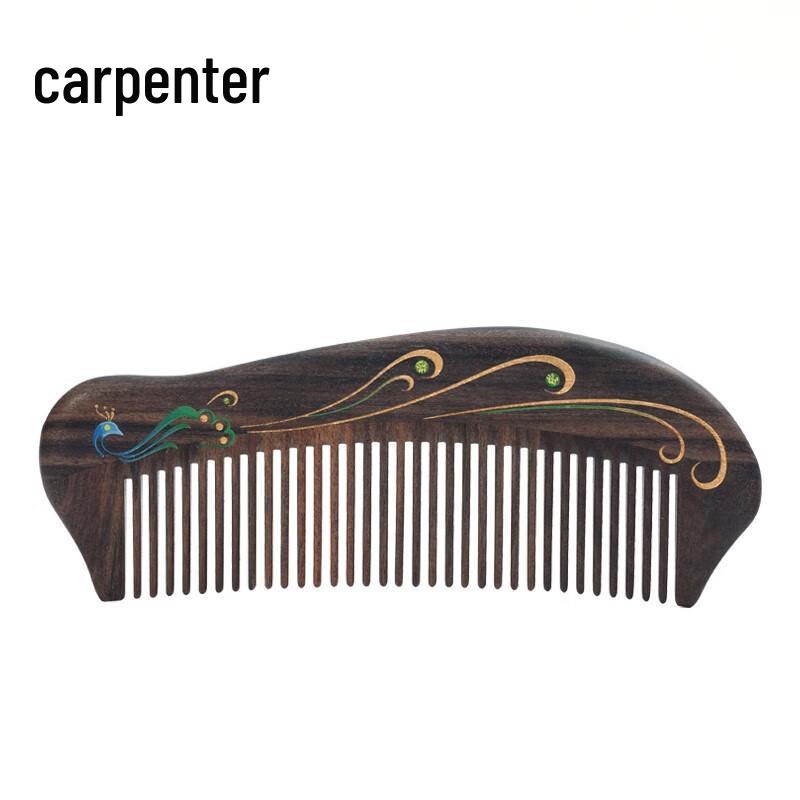 

Tan Mujiang Peacock Feather Hand-Polished Hair Comb