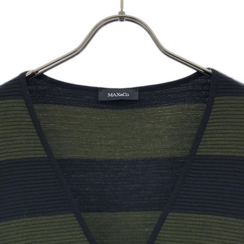 MAX&CO Border 7 Minutes Sleeve Knit One Piece M Black X Khaki Women Used