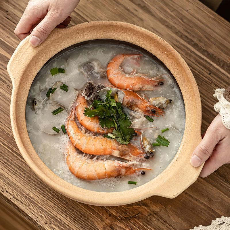 Hochtemperaturbeständiger Topf mit Deckel Erdtopf Haushalt Traditioneller Kochtopf Praktischer Zweiohriger Suppentopf Restaurant Reistopf