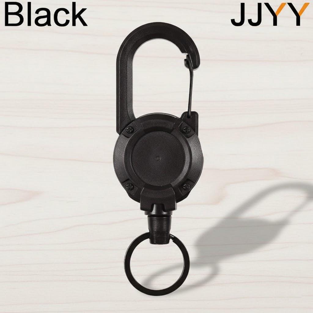 1 шт. Выдвижная брелок-карабин с страховочным тросом для рюкзаков, сумок, универсальный наружный аксессуар чёрный