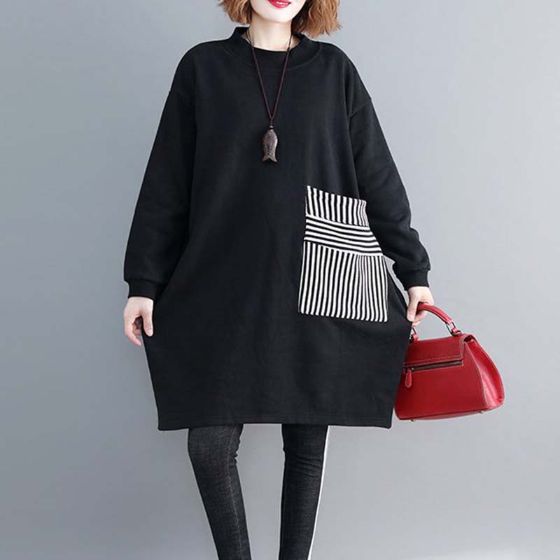 

Женский свитшот Хлопковый Оверсайз Утепленный Свободный Повседневный С длинным рукавом Топ Свитшот XL чёрный