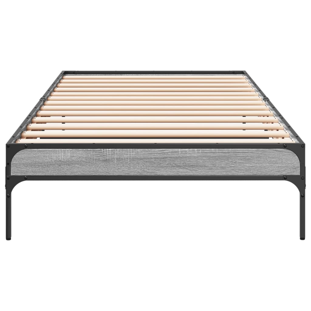 Bed Frame Gray Sonoma 90x190 cm Particleboard and Metal