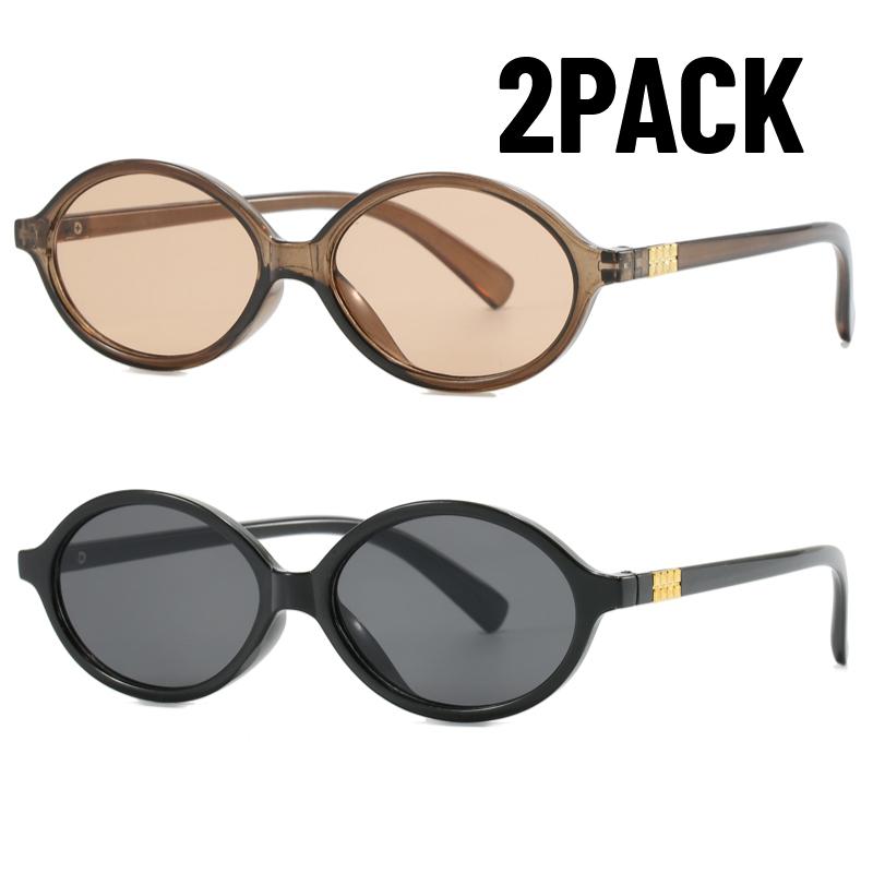 2PACK Sexy Small Oval Sunglasses for Women  Brand Designer Fashion Luxury Shades UV400 Black Eyewear Men Vintage Sun Glasses