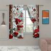 JIT 2pcs Festive Snowman Printed Curtain  Privacy Protection  Polyester  Christmas Window Decor  Home Decor  Rod Pocket Curtain