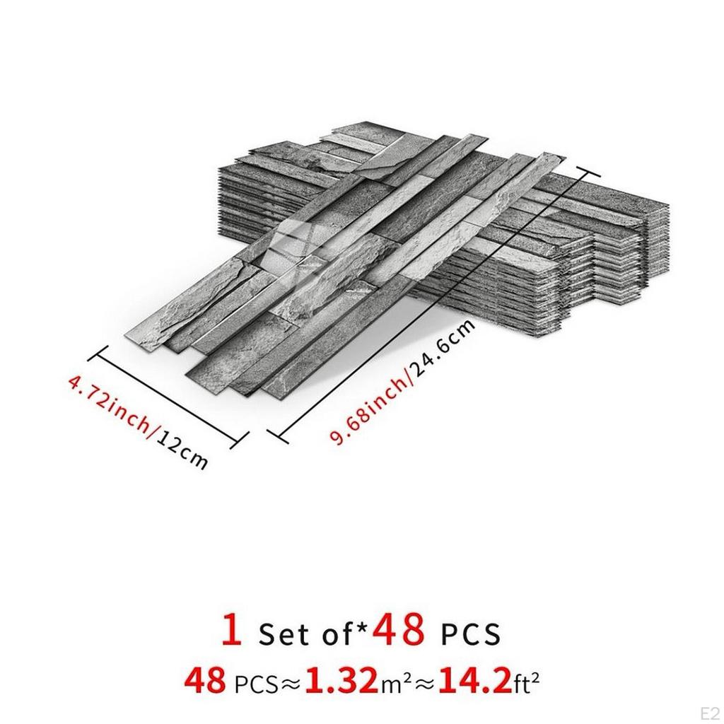 Carta da Parati Autoadesiva Effetto Mattoncino Finto 48 Pezzi per Camera da Letto e Armadietti