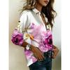Blusa bianca di lusso da donna, blusa a maniche lunghe con bottoni stampata, un affascinante top in raso adatto per eventi formali e outfit romantici