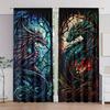 Dragon Print Light-Filtering Curtain Panels   Set of 2   Polyester Woven with Rod Pocket - Arts Themed   Peach Skin Velvet Sanded F