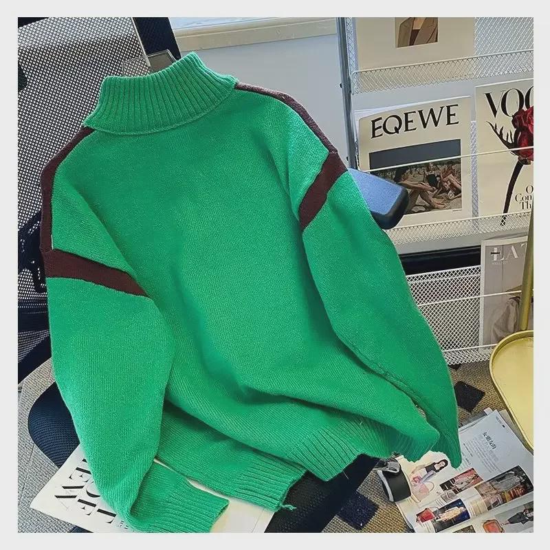 Herren Herbst 2023 Lockerer Halbpullover mit doppeltem Reißverschluss - Verdickte Strickjacke im Hongkong-Stil