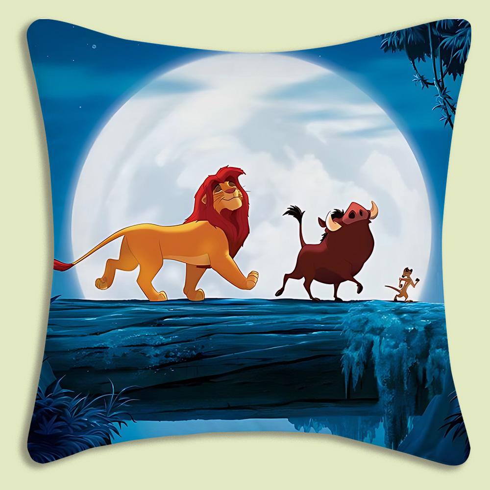 The Lion King Pillow Covers Cartoon Sofa Decorative Home Double-Sided Printing Short Plush Cute Cushion Cover