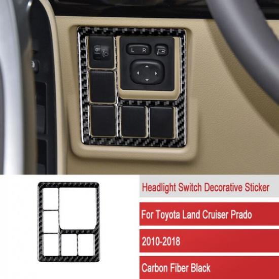 Carbon Fiber Interior Headlight Switch Cover For Toyota Land Cruiser Prado 10-18