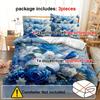 2/3Pcs Blue Lily Fleece Duvet Cover Set (1 Duvet Cover, 2 Pillowcases, Excluding Filling), Blue Lily Digital Printed Bedding Set