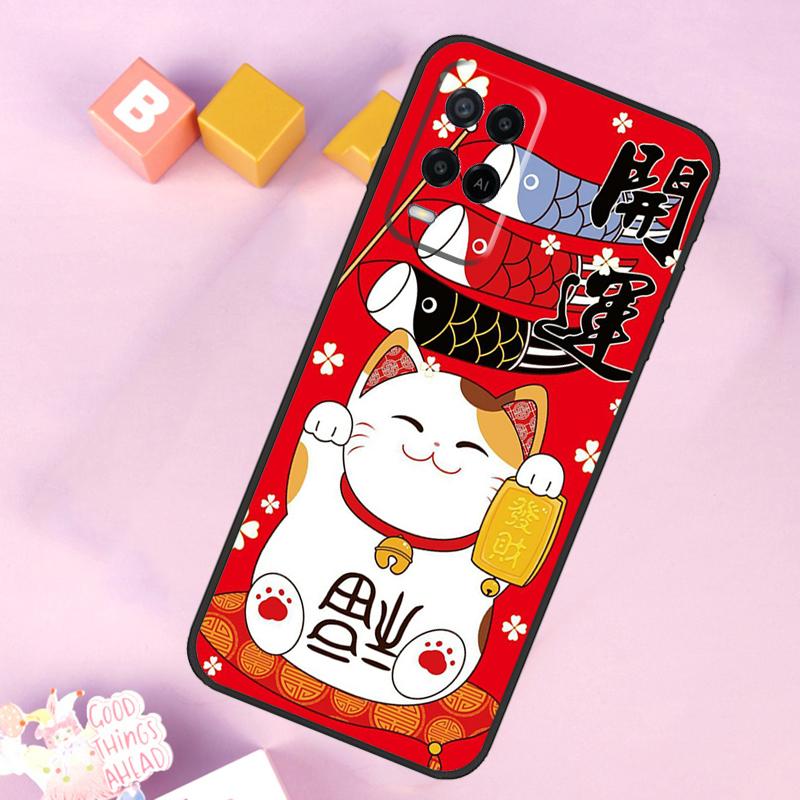 China cute lucky cat Case For Oppo A6 A5 Pro A15 A16 A76 A96 A17 A57 A98 A58 A78 A18 A38 A54 A74 A94 A40 A60 A80