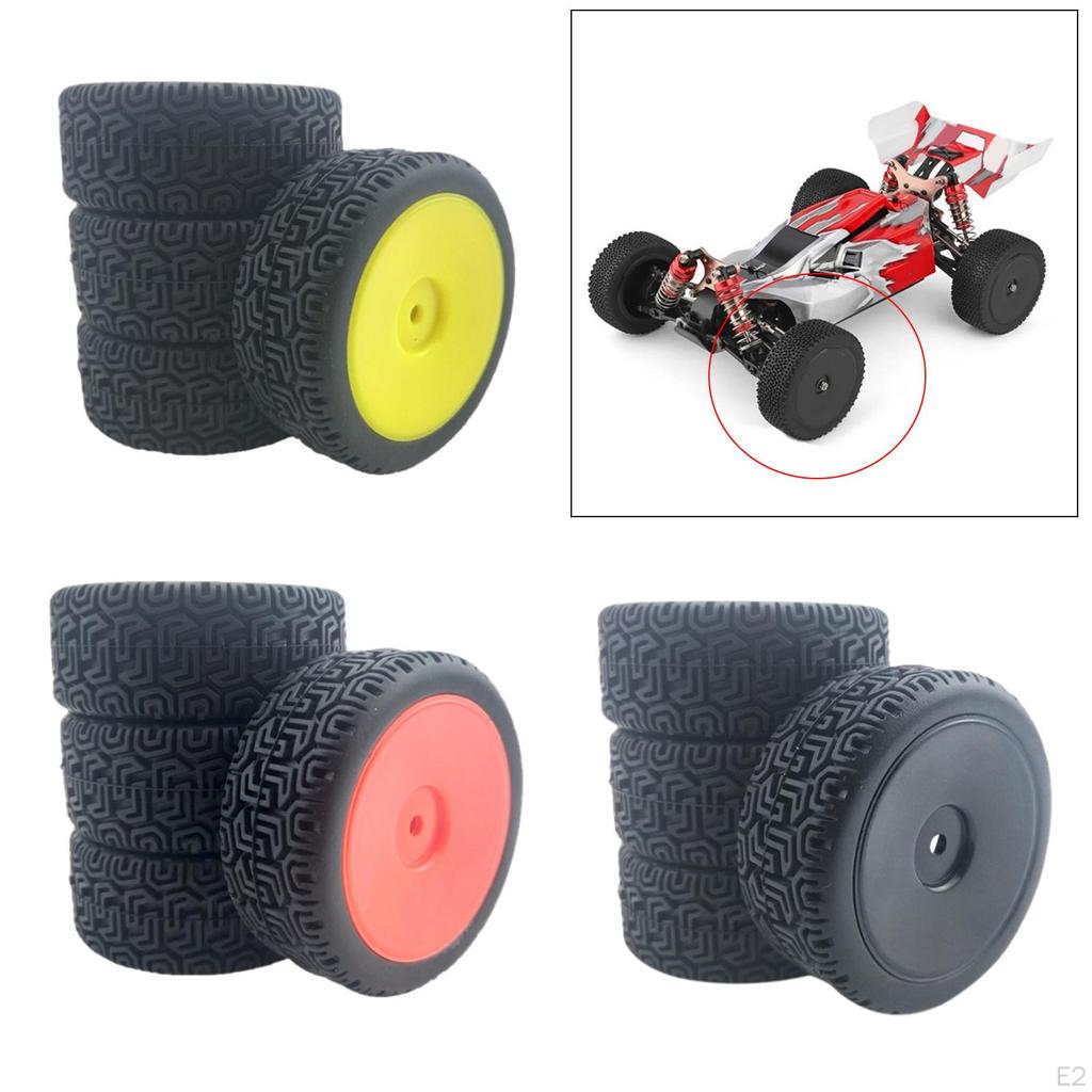 4/Pack RC Tires 66 Rubber Tyre Set for 144001 1/14 1:18 1:16 1:10 Buggy Crawler Cars Spare