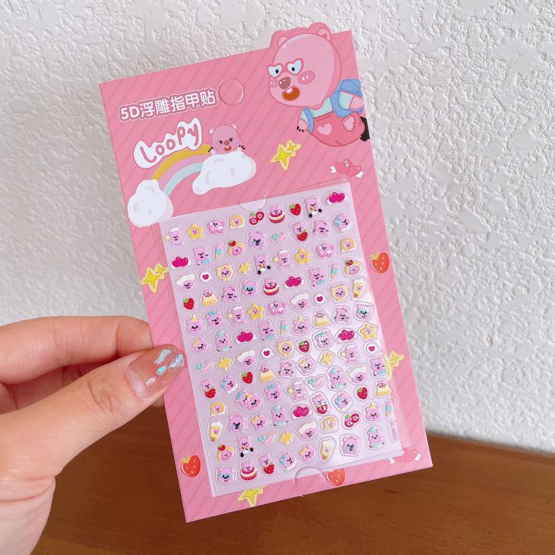 5D Embossed Cartoon Nail and Phone Stickers for Kids