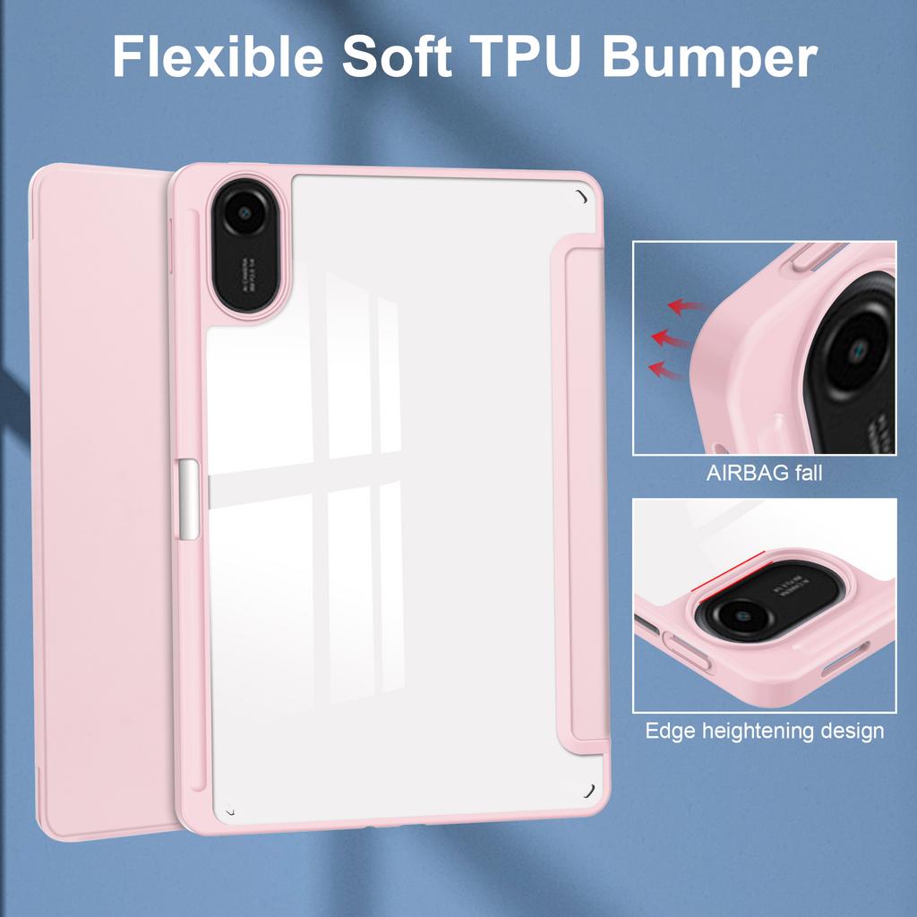 For Xiaomi Redmi Pad 2 Case Clear Acrylic Leather Tablet Cover Support Auto Sleep/Wake