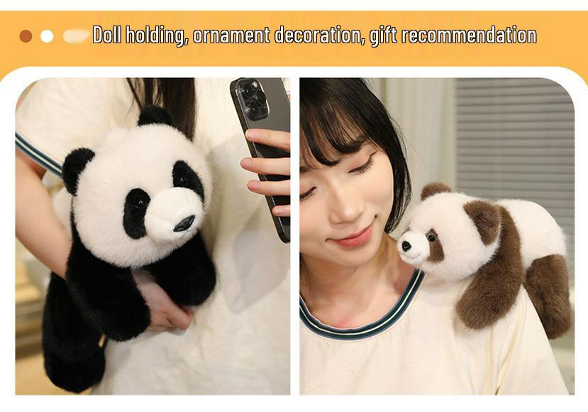 European Mink Velvet Panda Plush Toy - Cute Lying Panda Qizai Doll Figure