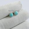 Round Turquoise Stud Earrings, Arizona Turquoise Studs, Tiny Stud Earrings, 925 Sterling Silver Studs, Gift for Daughter