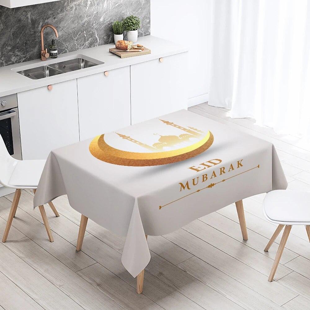 Eid Home Decoration Tablecloth Ramadan Arabic Calligraphy Muslim Decorative Tablecloth Waterproof and Stain-proof