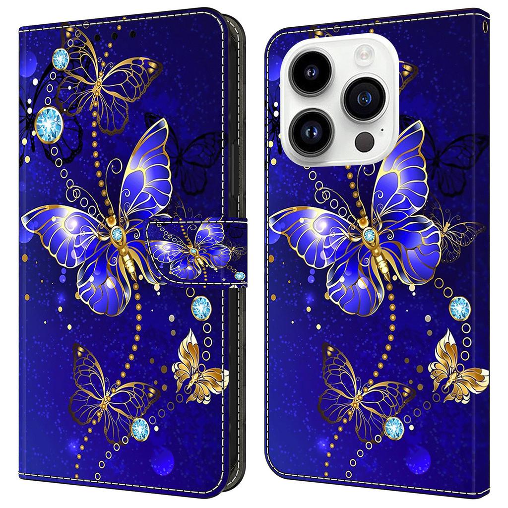 For iPhone 16 Pro Max Case 3D Pattern PU Leather Wallet Phone Cover with Stand