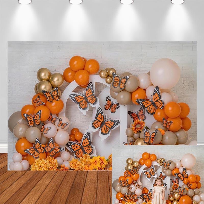 LS Butterfly Garden Backgrounds Cake Smash Kids Adult Photography Props Child Baby Balloon Decors Photo Backdrops