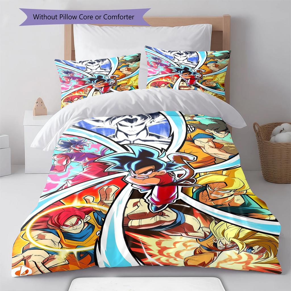 DRAGON BALL Pattern Bedding,Quilt Set Quilt Cover Pillowcase Home Birthday Gift (1 * Duvet Cover + 2 * Pillowcase, Without Core)