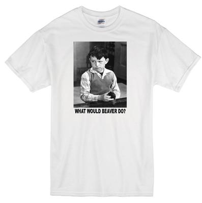 "BEAVER CLEAVER WWD?" LEAVE IT TO BEAVER JERRY MATHERS CLASSIC TV WHITE T-shirt