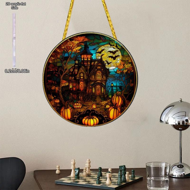 

Moon Castle Bat Pattern Sun Catcher, Nurseries, Vintage Home Decor Wall for Bar Kitchen, Restaurant Shop Wall Decor, Farmhouse Lake Life Decor for Bed 20*20cm