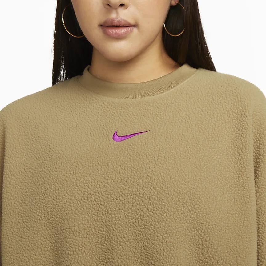 Nike Sweatshirts Women's Camel Crew Neck Moderate Regular DQ6845-258