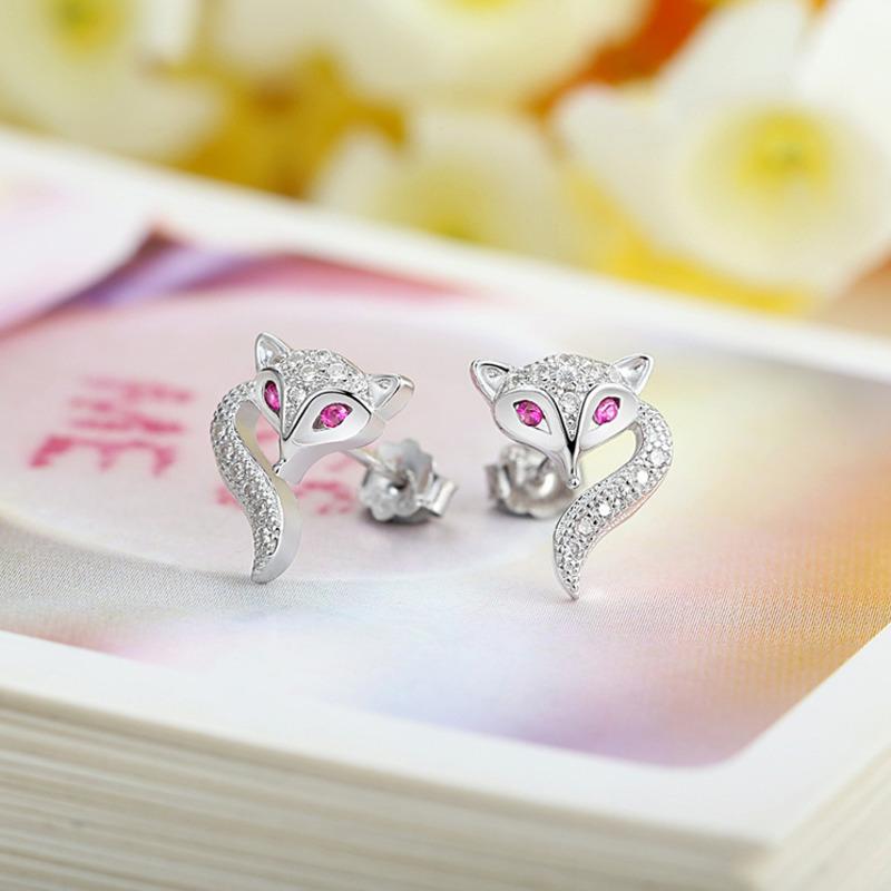 BELLA BOX Fashion European And American Imitation Pure Silver Fox Small Ear Studs Korean Style Fashion Accessory Women's Jewelry