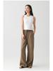 Women's Pure Linen Wide-Leg Pants - White, Summer Style, Loose Fit, High-End, Relaxed Feel