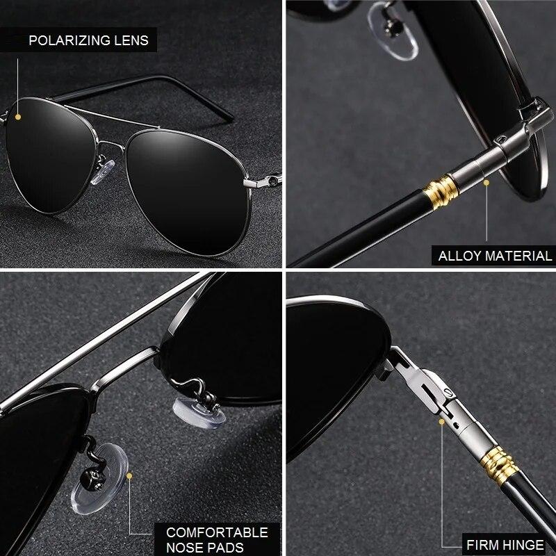 Fashion Aviator Sunglasses For Men Women UV400 Metal Pilot Driving Fishing Luxury Designer Eyewear