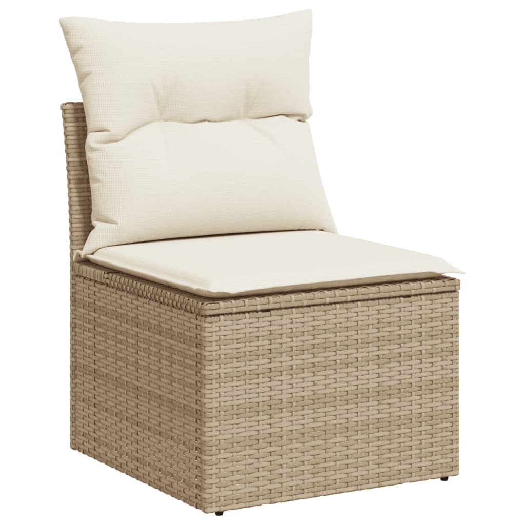 Vidaxl 6-Cz. Garden Furniture Set With Cushions, Beige, Poly Rattan