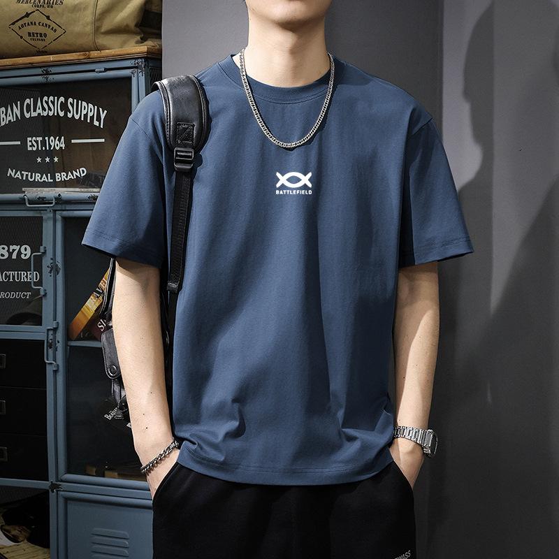 Cotton short sleeved t-shirt for men and women, white t-shirt with black shirt underneath, men's half sleeved round neck t-shirt