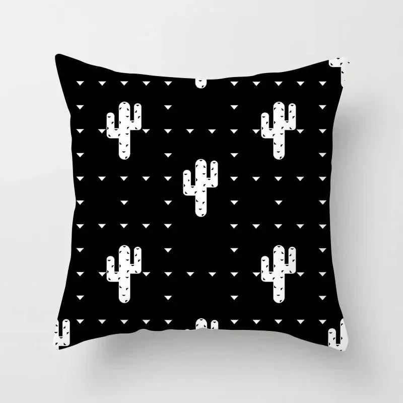 Black and White Cushion Cover Geometric Polyester Throw Pillow Covers Decorative 45x45cm Couch Pillows Fashion Nordic Pillowcase
