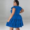 Plus Size Womens Flowy Maxi Dress With Ruched Detail V-Neck Short Sleeve Casual Streetwear Gold Solid Color Milk Silk Fabric