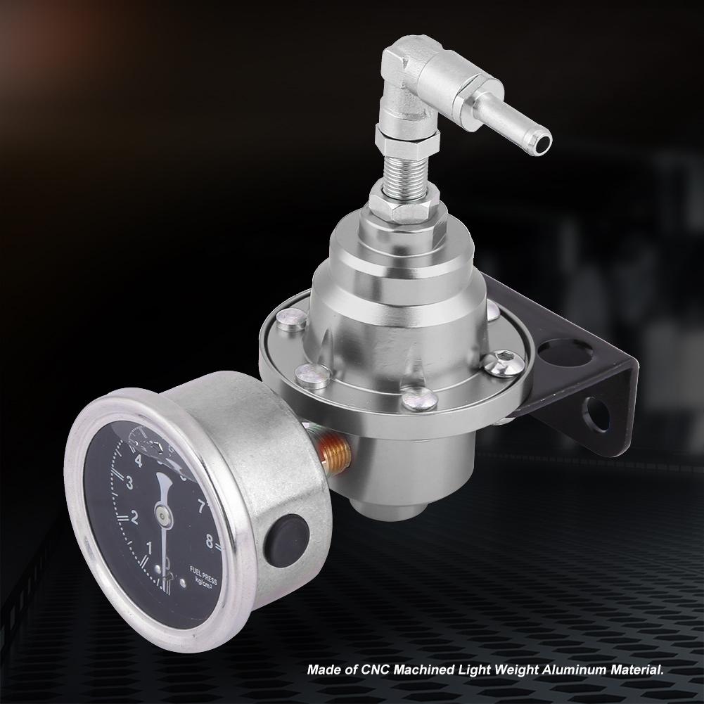 Aluminum Car 160psi 1: 1 Fuel Pressure Regulator Oil Gauge Kit (Black)
