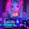 BlissYard Blacklight Tapestry Bedroom Cool Cute Girl Anime Wall Tapestry Aesthetic UV Reactive Purple Tapestries Glow In The Dark Art Wall Hanging
