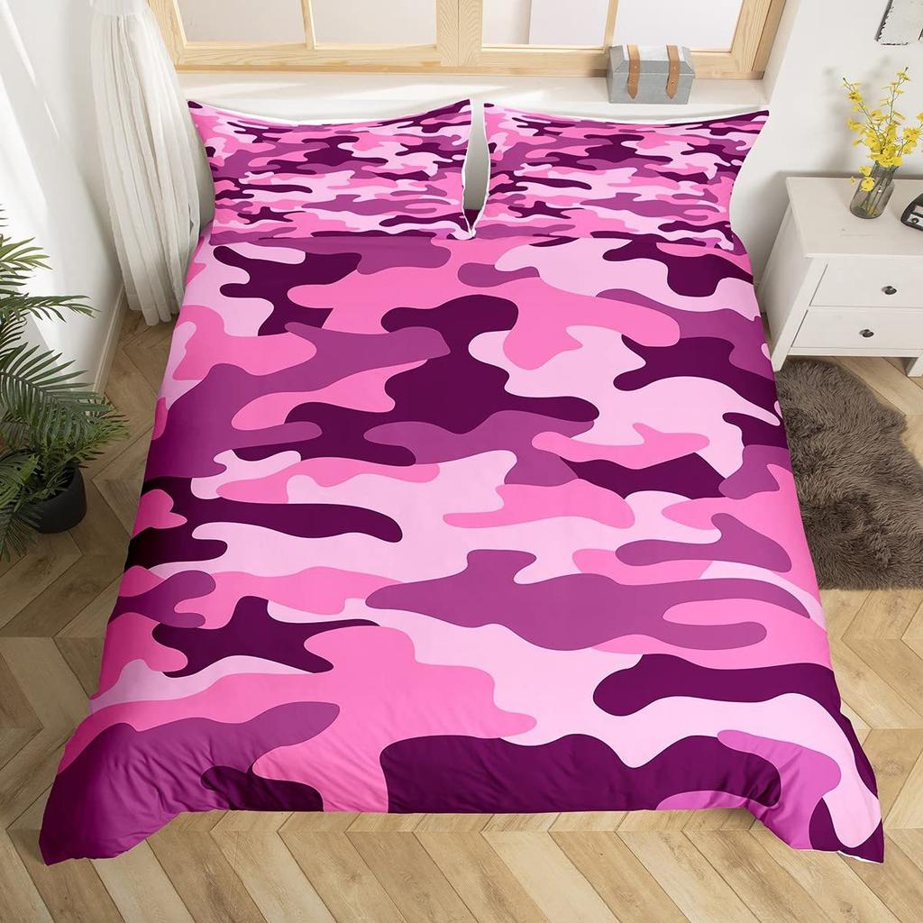 Red Camouflage Pattern Duvet Set Three-Piece Set Bedding Bedroom Decoration