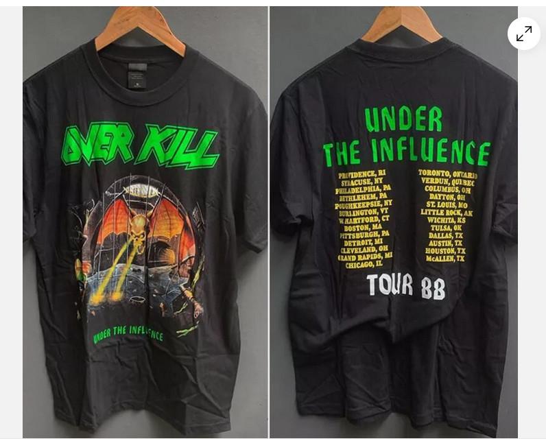 Overkill band Under The Influence Tour 88 basic black Reprint T shirt Unisex T-Shirt M