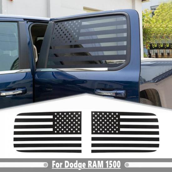 2P Rear Side Window Trim Decorate For Dodge Ram 1500 -2025 Accessories Black
