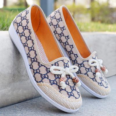 New Old Beijing Cloth Shoes Women's Single Sided Soft Sole Anti Slip One Step Step Mom's Shoes Casual Breathable Cloth Shoes