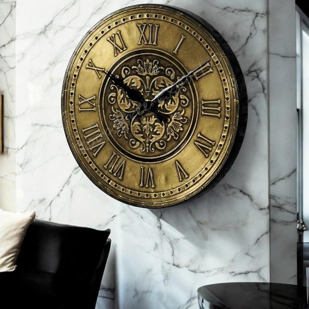 Vintage Clock Brass Handcrafted Wooden Wall Clock