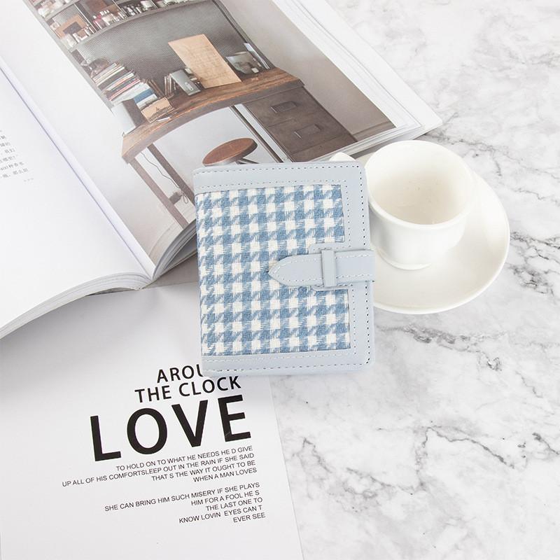 Korean Style Short Wallet Women Minimalist Plaid Coin Purse Retro Thin Student Foldable Coin Purse Female