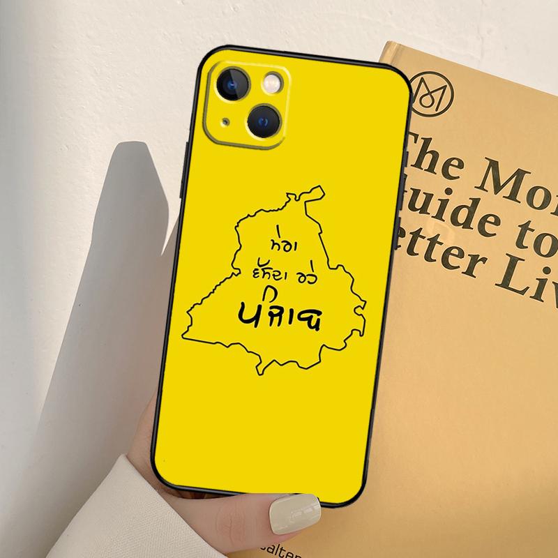 Punjab Map Outline Phone Case For iPhone 16 15 14 Pro Max Plus 12 11 13 Pro Max 12 Mini 13 Mini Cover